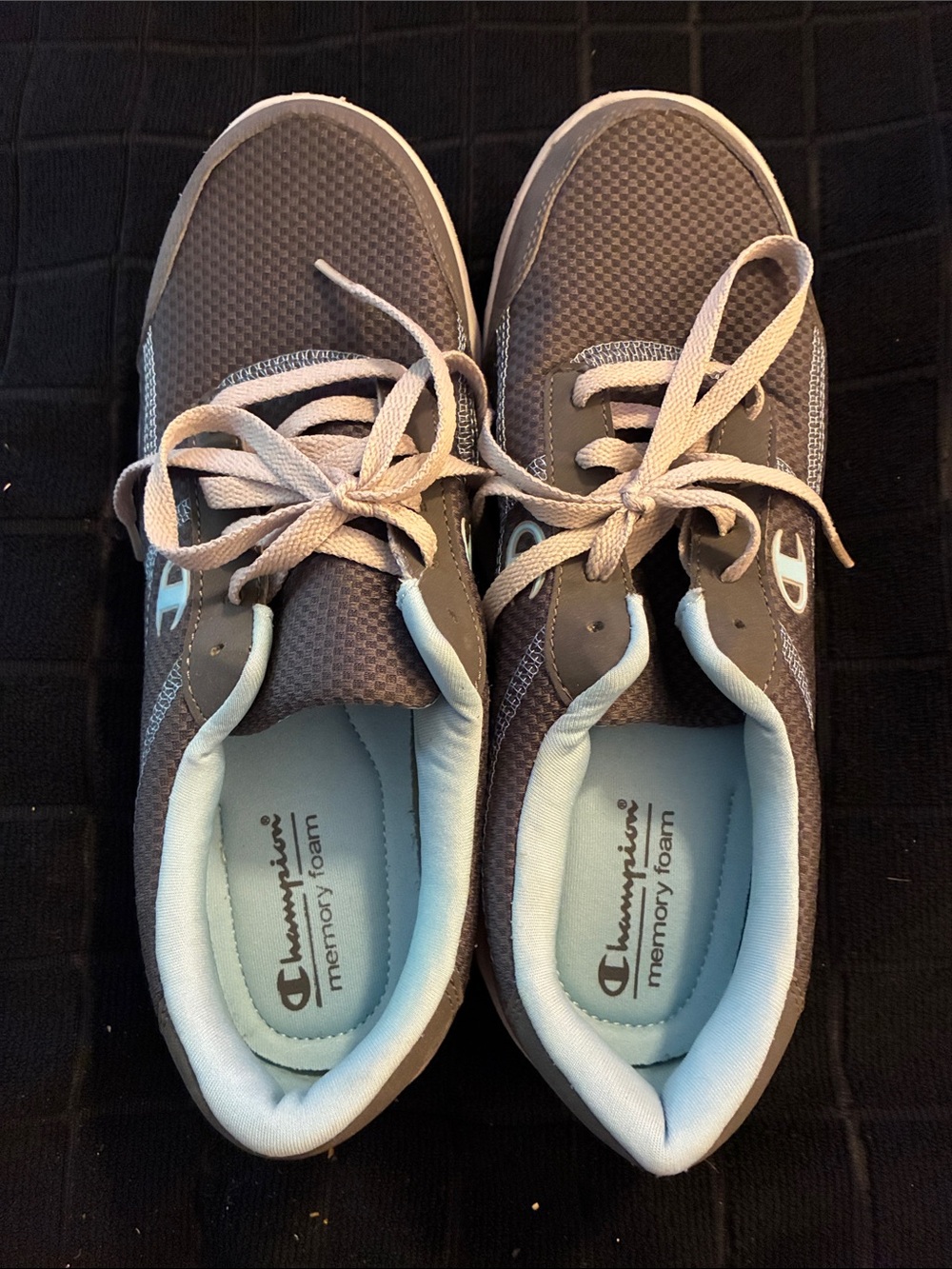 Champion Women's Gray Sneakers with Light Blue Lining